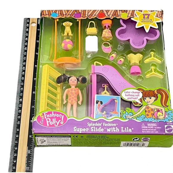 Vintage Polly  Pocket Splashin Fashion Super Slide with Lila 2002 New in Pak - Picture 4 of 4